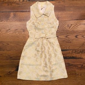Plenty frock gold dress bow brocade classic preppy